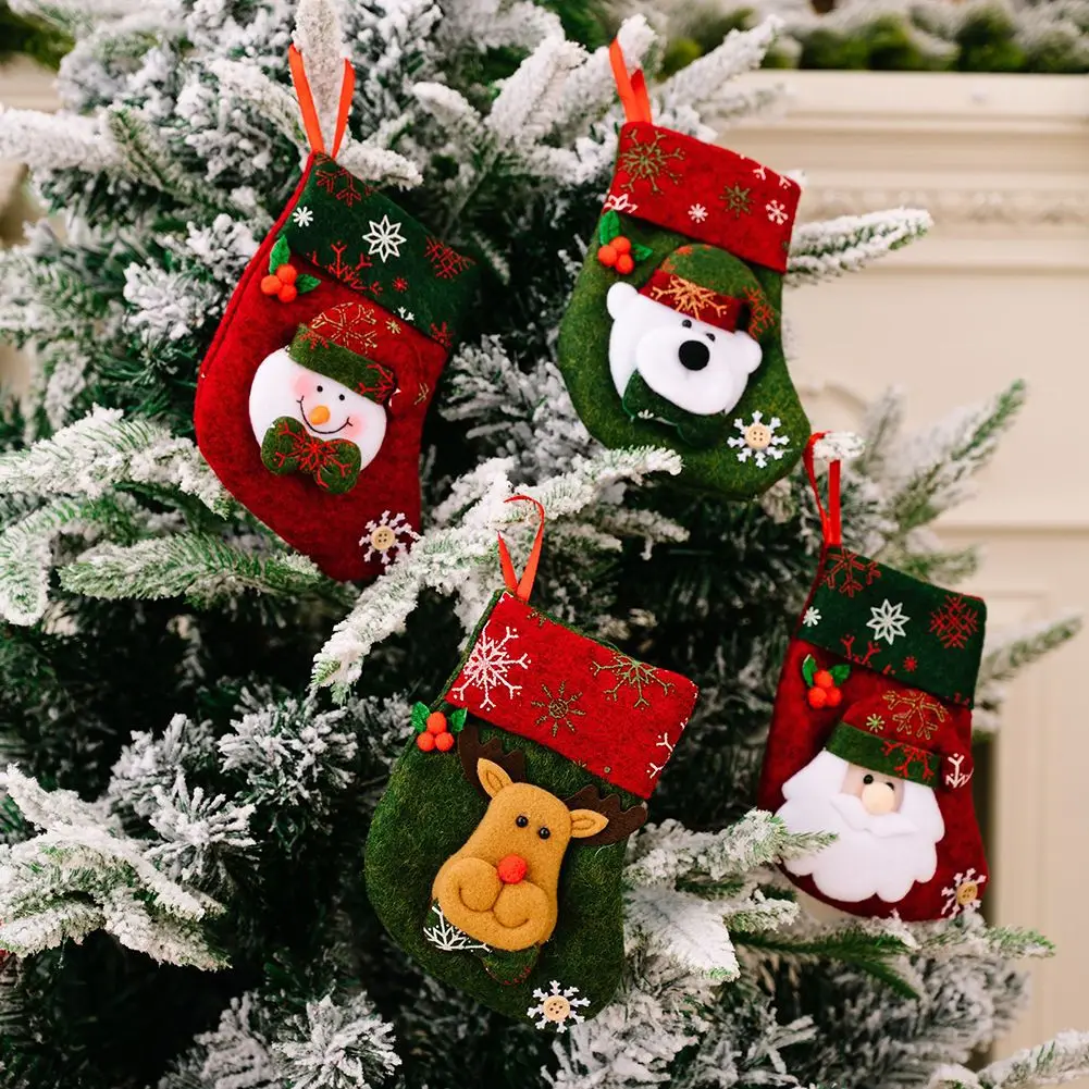 Christmas Stocking New Knitting Christmas Tree Pendant Decorations Stocking Christmas Decoration 2025 Xmas Tree Ornament