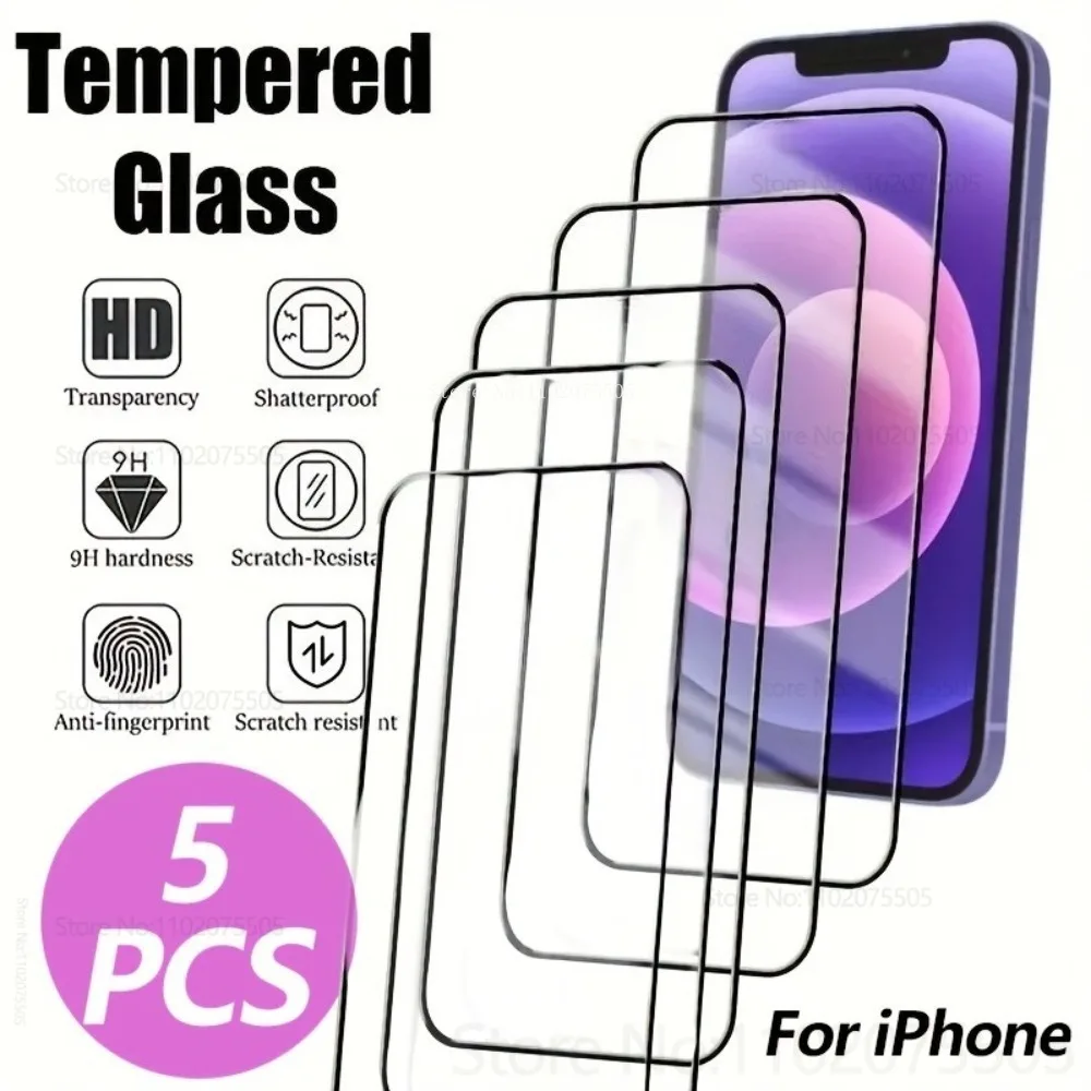 

5Pcs for IPhone 17 Promax 14 15 Plus 16E 17 Air HD Tempered Glass for IPhone 17 Pro 11 12 13 Promax Ultra-clear Screen Protector