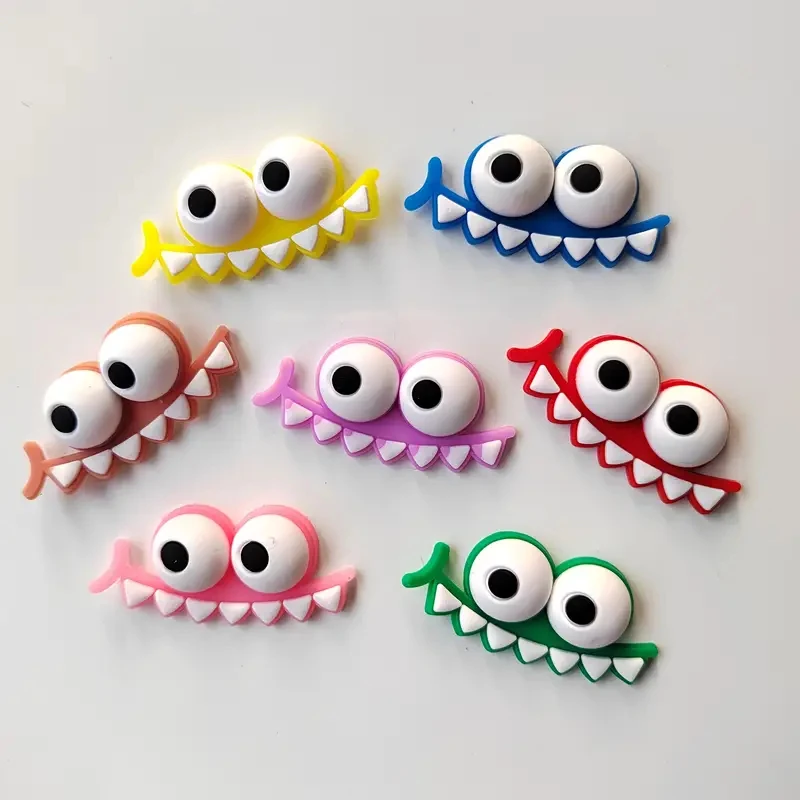 

New JIBBITZ Vibrant Dinosaur Teeth Shoe Charms For Clogs Colorful Playful Design with Large Eyes Sharp Teeth Shoe Accessories