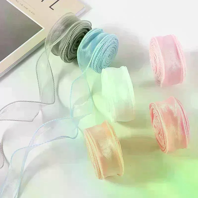 Fishtail Yarn Ribbon For DIY Bow Hair Ornament Bouquet Gift Wrapping Material Wave Silk Ribbons Decoration 10M
