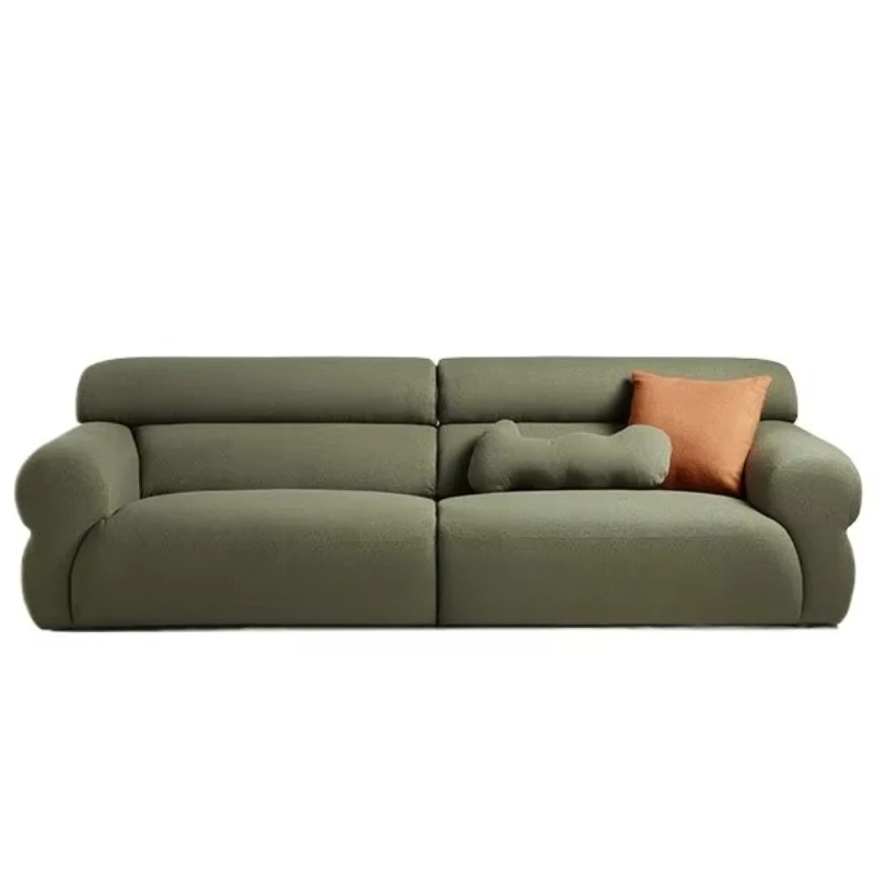 yjq Retro Fleece Fabrics Living Room Small Apartment Cream Style Double Straight Row Sofa