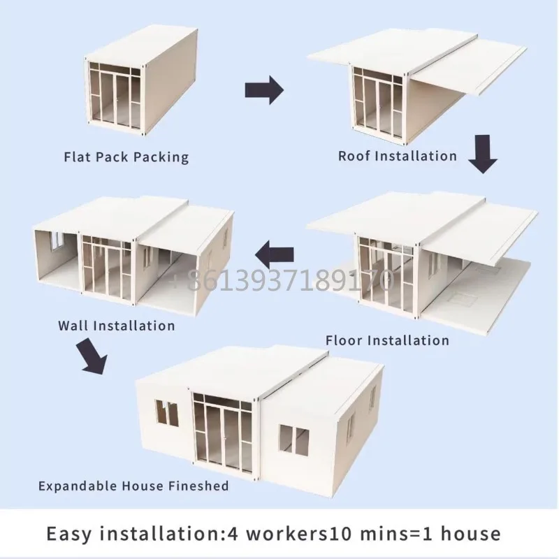 3 Bedroom Modular Home 40ft | Insulation and Cold Protection Expandable Container House | Pre-Installed Plumbing