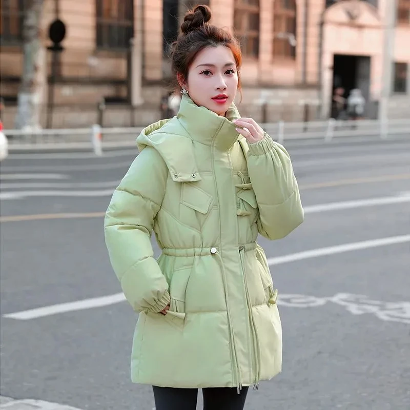 

Women's Down Cotton Jacket Autumn Winter New Fashion Long Slim Puffer Jacket Elegant Temperament Versatile Female Parkas Outwear