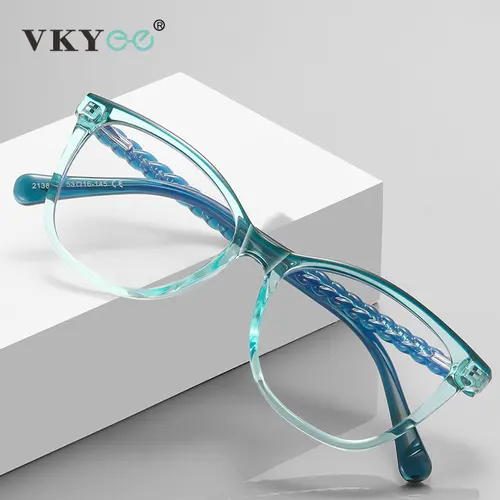VKYEE bisagra de resorte miopía hipermetropía prescripción para mujeres gafas de lectura CR39 Anti luz azul montura de gafas ópticas PFD2138