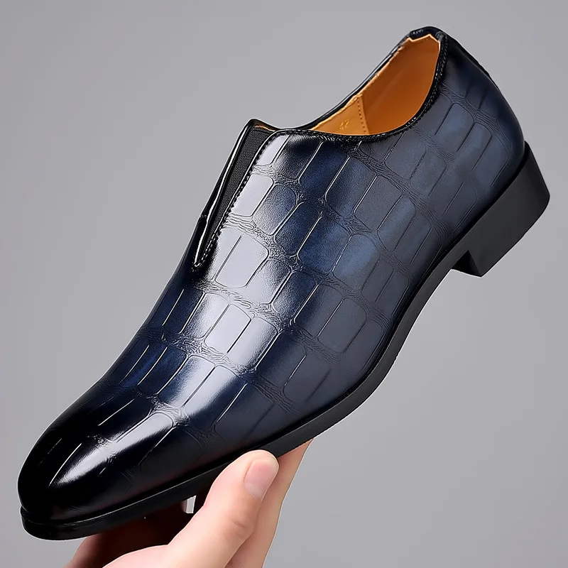 Men Casual Shoes Classic Low-Cut Embossed Formal Leather Comfortable Business Dress  Man Loafers Wedding 38-48