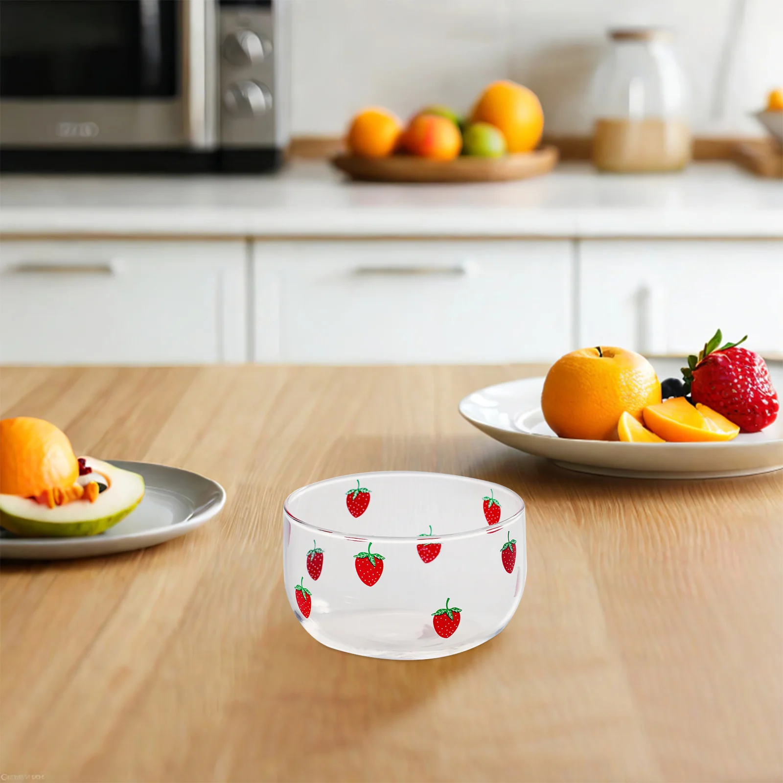 

1Pcs Strawberry Glass Bowl Clear Salad Fruit Dessert Plate Nordic Serving Dish Glasss Fruit Plate Desserts Tray