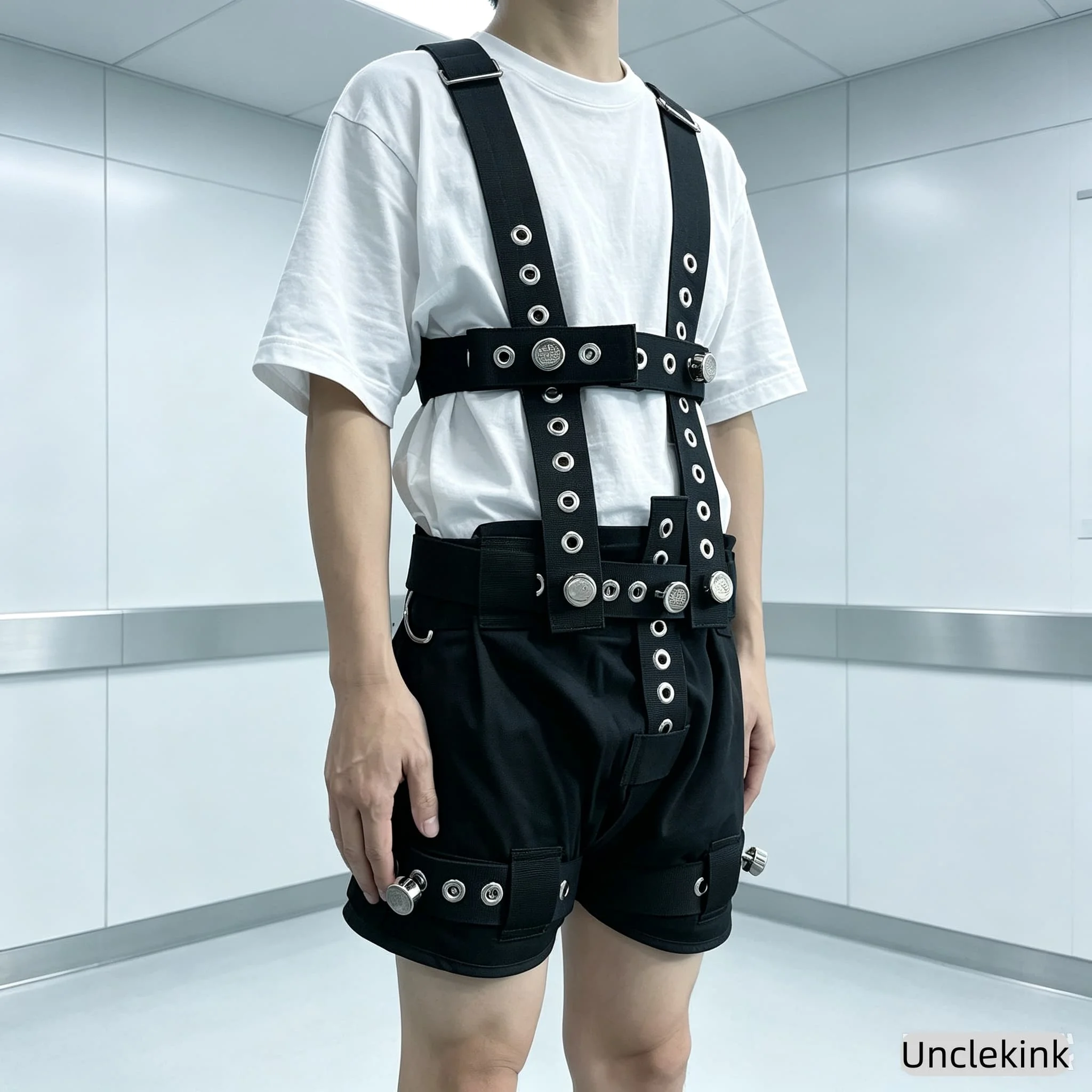 Medical Restraint Harness Full Suspender Set Heavy Duty Diaper Cover Shorts Adjustable Restraint Gear Magnetic Lock for Patients view 4