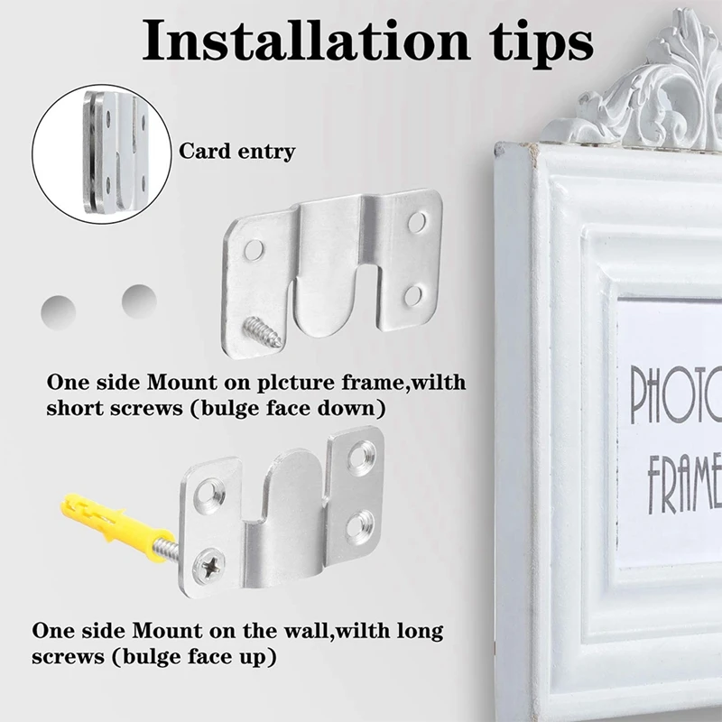 Flush Mount Bracket,Photo Frame Hook Picture Hangers, Interlock Bracket Furniture Connectorheadboard Wall Mount Hardware