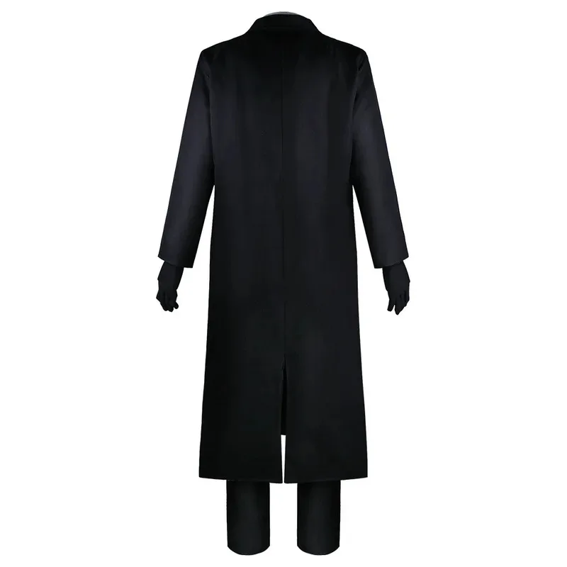 Sisi 2233anime bungo cães vadios osamu dazai cosplay porto máfia conjunto completo preto trench coat peruca camisa gravata festa de natal anime cl