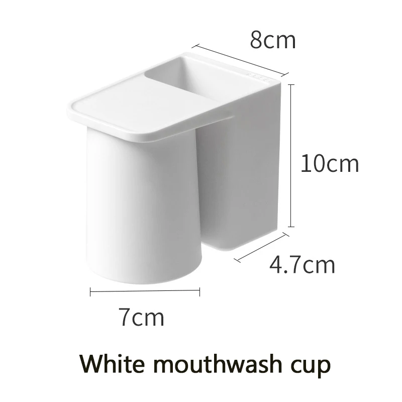 1pc Wall Mounted Toothbrush Holder, Magnetic Mouthwash Cup, Multifunctional Toothbrush Storage Rack, Bathroom Accessories