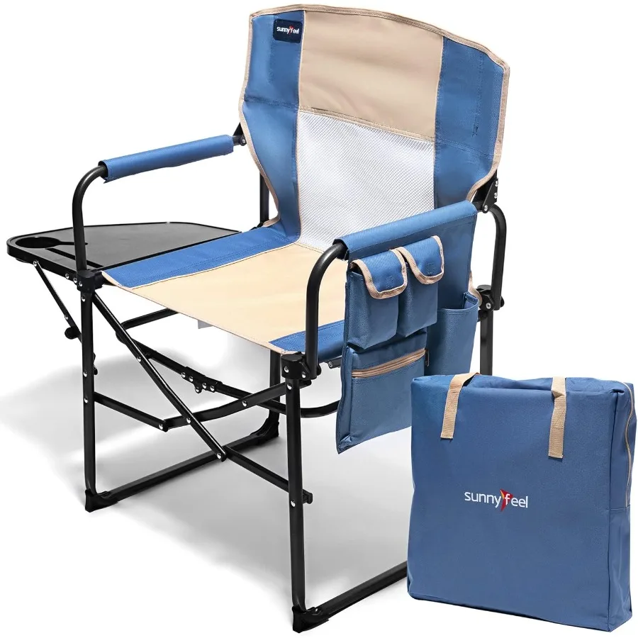 

Oversized Camping Directors Chair Portable Folding Lawn Chairs for Adults Heavy Duty with Side Table Perfect for Beach Fishing