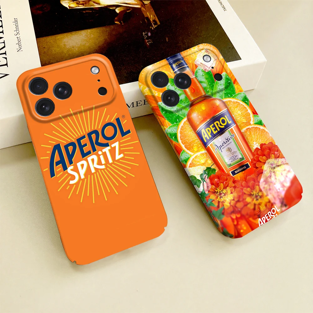 Funda S-Sprit para iPhone 17 16 15 14 13 12 11 Plus Pro Max Mini, Brillante HD, A-Aperol, Carcasa Rígida con Película Protectora