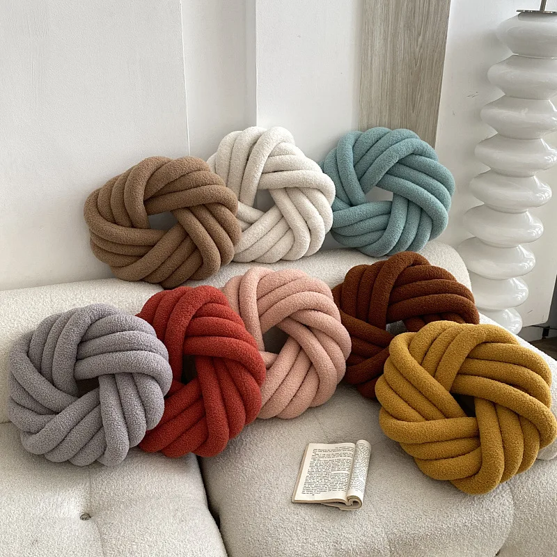 Premium Nordic Stil Runde Kissen Samt Ball Knoten Kissen Einfarbig Baby Rest Schlafen Puppen