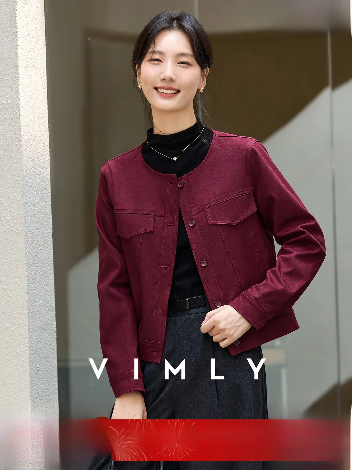 

Ele round Ne Deer Skin Velvet Jaet Women's Loose ort Sle Autumn New Arrival Faionable Casual Outerwear Top