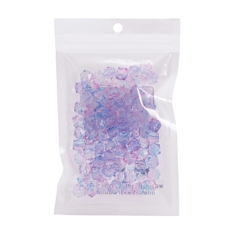 100pcs Two Tone Transparent Spray Painted Acrylic Bead Polygon Pink 7.5x8x8mm Hole: 1.8mm