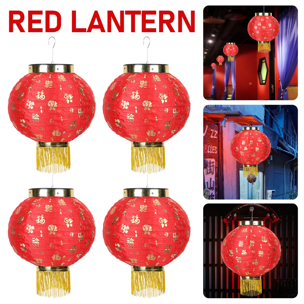 Chinese Blessing Red Lantern Spring Festival Door Hanging Lamp 10 inch Street Pendant for Traditional Outdoor Home Decoration