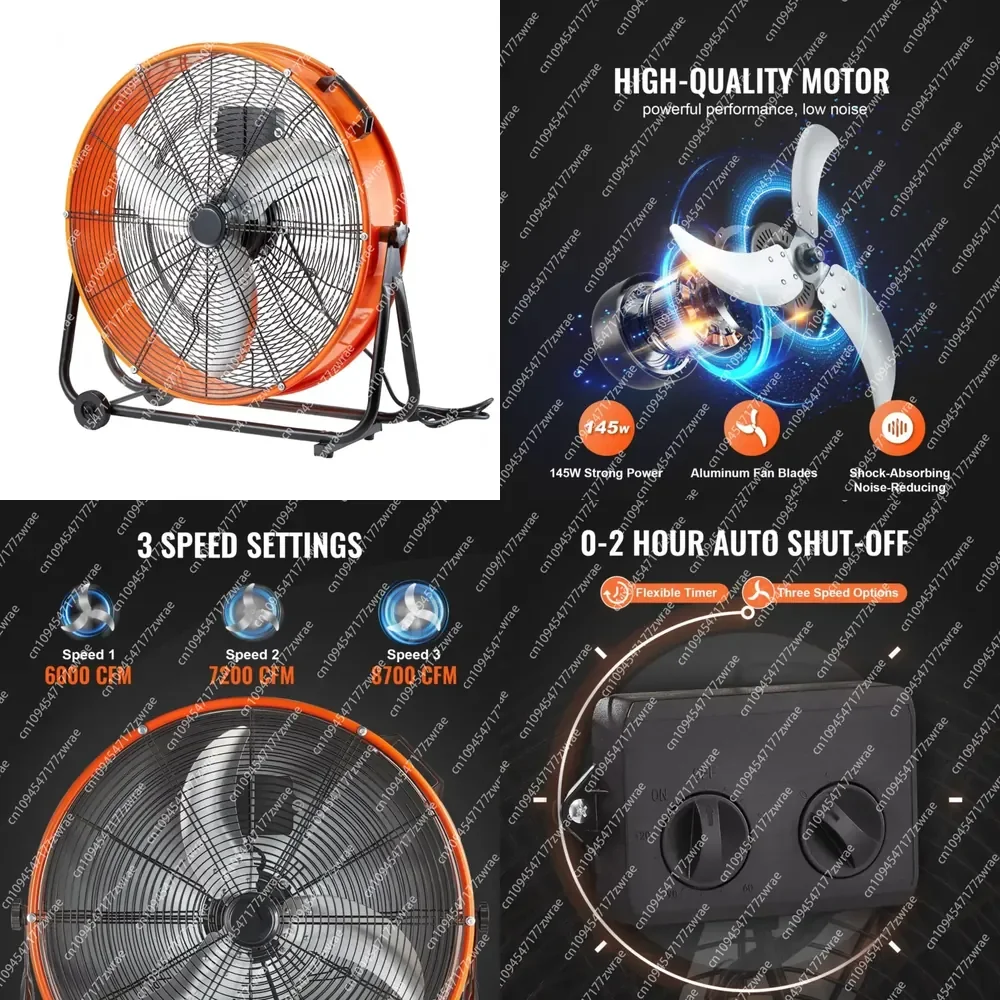 "High-Velocity 24" Industrial Shop Fan 3-Speed 8600CFM 360 Adjustable Heavy Duty Commercial Use"