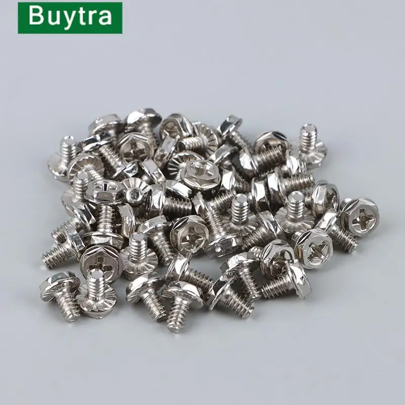 50PCS Toothed Hex 6/32 Computer PC Case Hard Drive Motherboard Mounting Screws For Motherboard PC Case CD-ROM Hard Disk Set kits