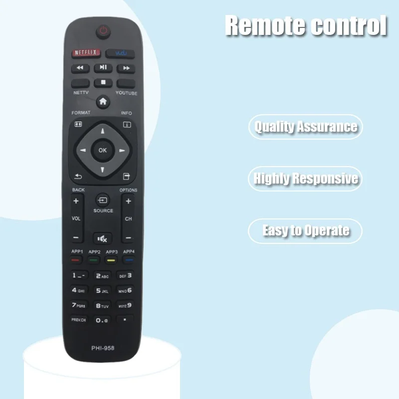 PHI-958 TV Remote Control for Philips TV in Living Rooms or Rooms, No Programming or Pairing Needed, Replacement Remote Compatib