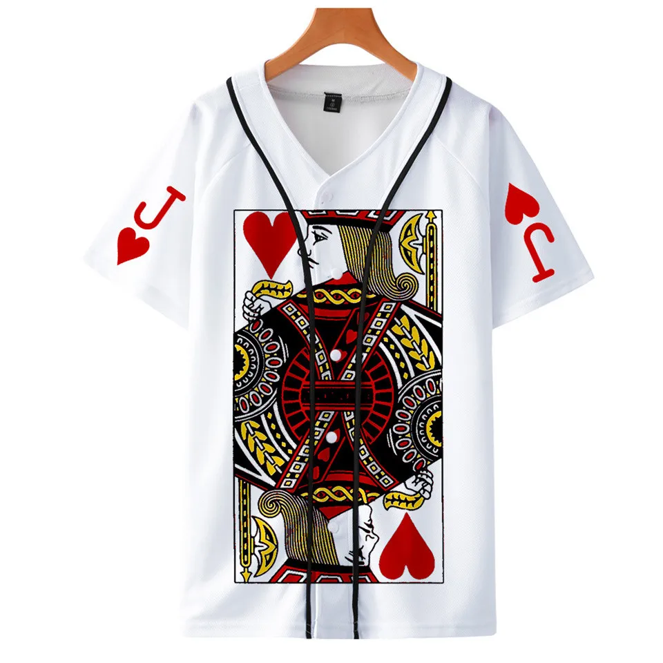Playing Cards Poker K Q print baseball t shirt men/women KING QUEEN t-shirt male clothes boys/girls harajuku funny t shirts tops