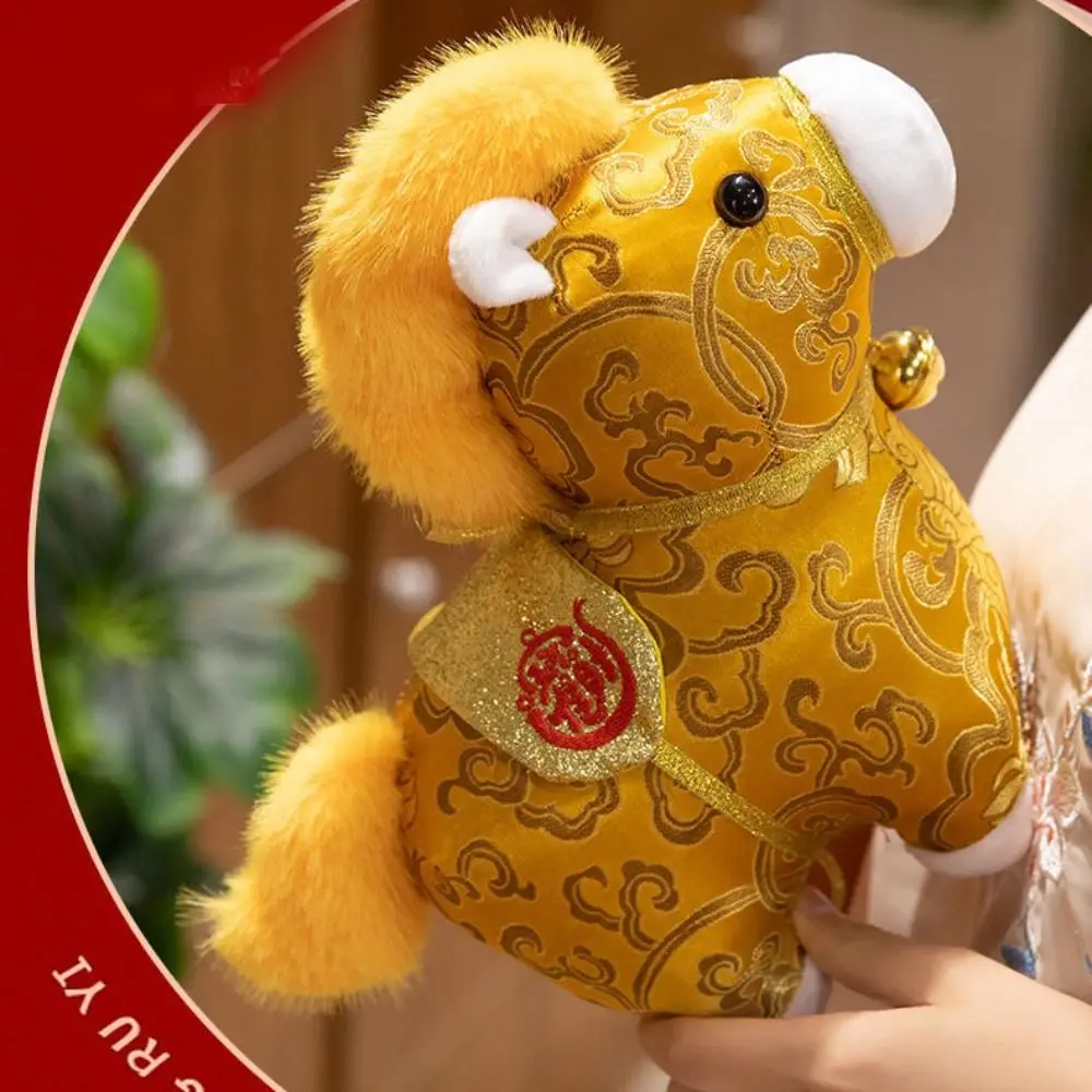 

Красочный атласный плюшевый конь-талисман в мультяшном стиле, милый мягкий игрушечный конь, Год Лошади