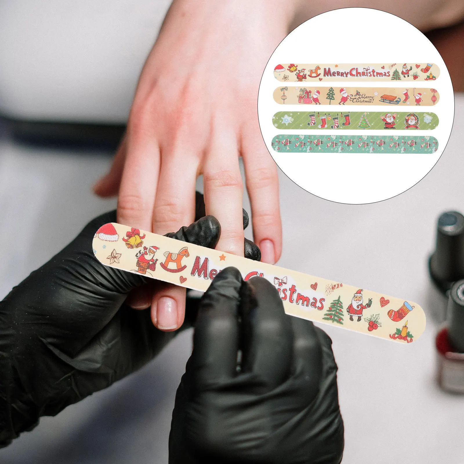 12개 네일 파일 크리스마스 매니큐어 그릿 도구 네일 아트 DIY 홈 살롱 전문가용 매니큐어 페디큐어 파일