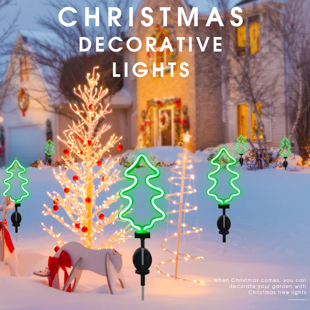 

Christmas Tree Solar Lights Fluorescent Plug-in Garden Decorative Light Outdoor Waterproof Artificial Christmas Tree Decor
