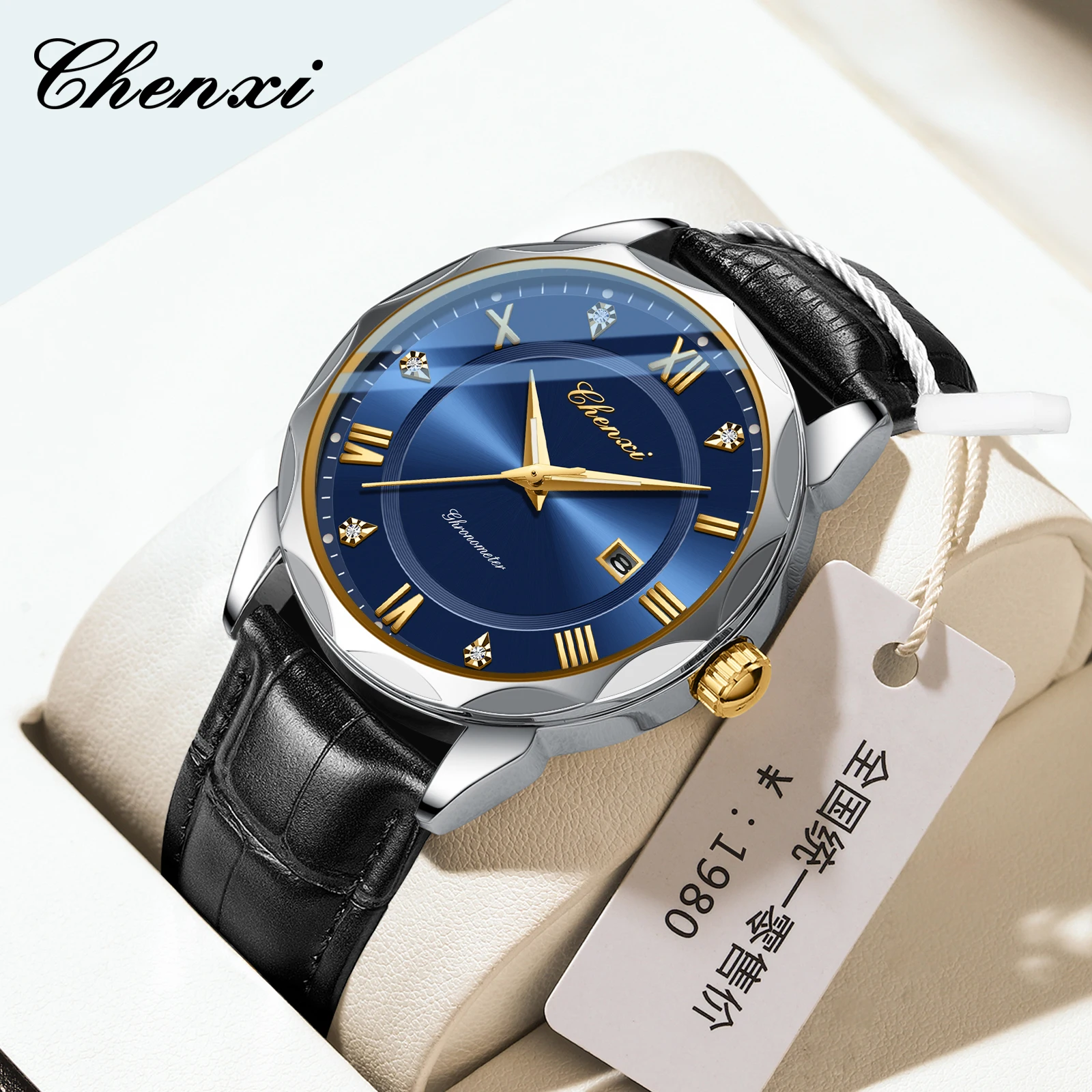 CHENXI 2025 高級メンズ腕時計ミリタリーアウトドアレザークォーツ腕時計防水ナイトライトカレンダースポーツウォッチリロイ