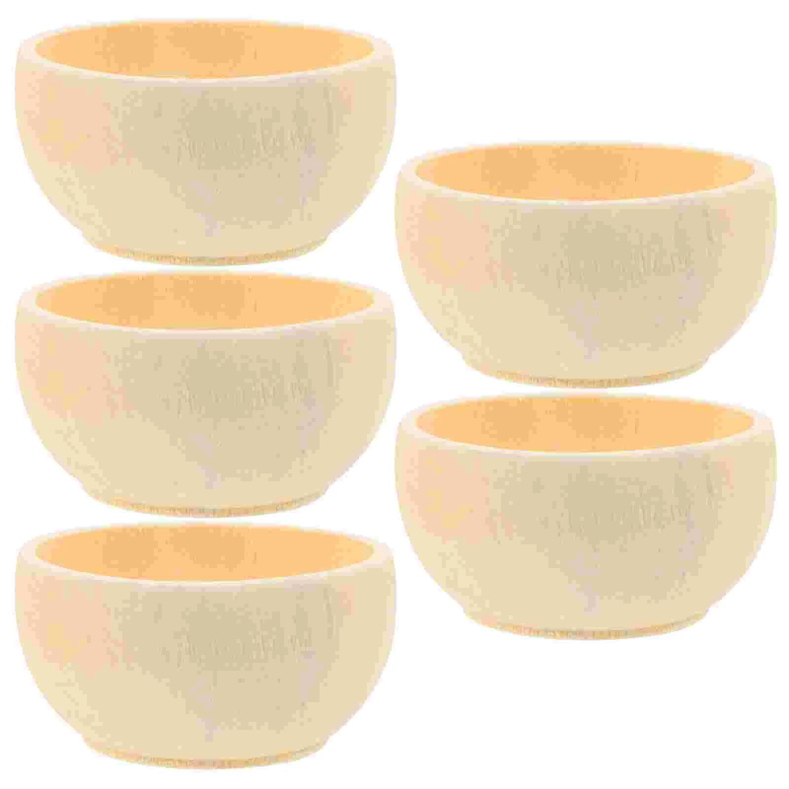 

5 Pcs Wooden Bowl Bowls for Painting Drawing Unpainted Crafts Unfinished DIY Child