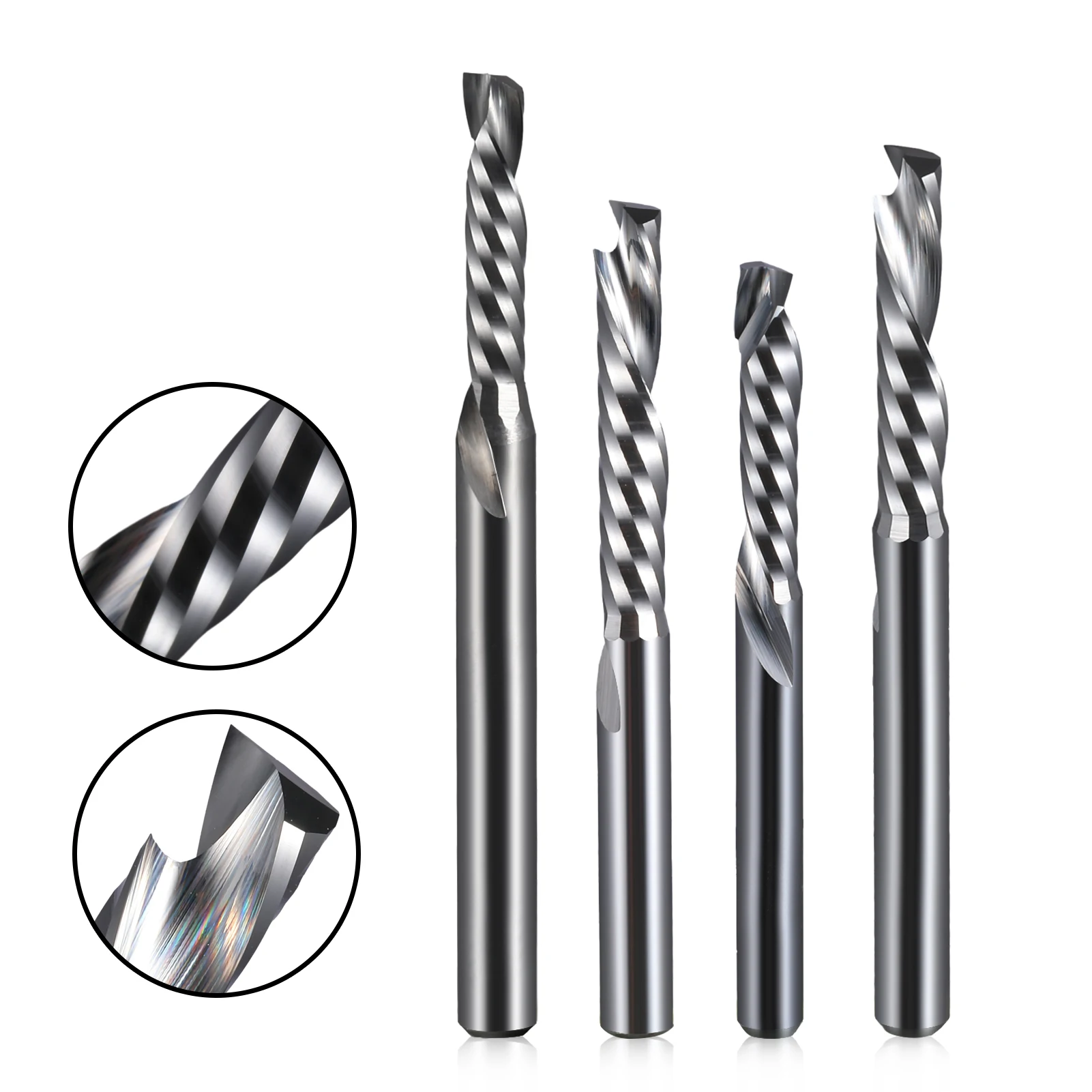 1 Uds 3.175/4/5/6mm AAA corte arriba y abajo 1 flauta cortadores de herramienta de molino de carburo en espiral para enrutador CNC, brocas de corte de molino de extremo de madera