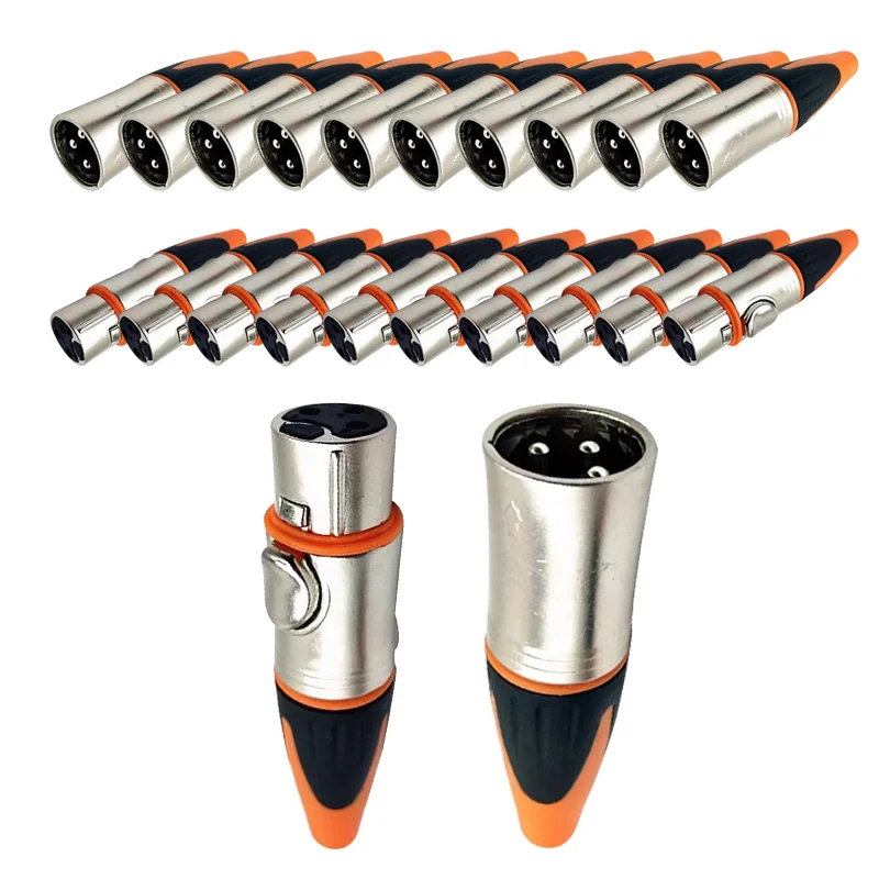 

5/20/100PCS 3Pin XLR Plug Waterproof Metal XLR Adapter Female/Male Microphone Connector Plug Straight Balanced Socket