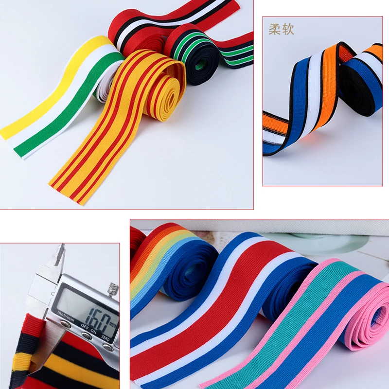 100CM Colorful Stripe Sports Women\'s Guard Clothing Pants Decorative Side Strips Clothing Accessories Weaving Strap Width4/5/6CM