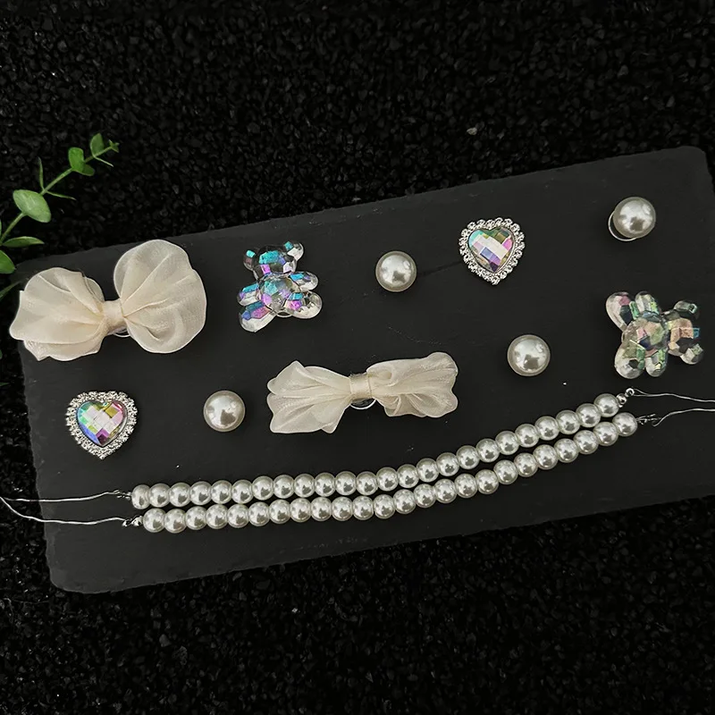 Clogs Shoes DIY Accessories Fog Heart Upper Decoration Wind Series Pearl Chain Shoe Charms Shoe Buckle Accessories