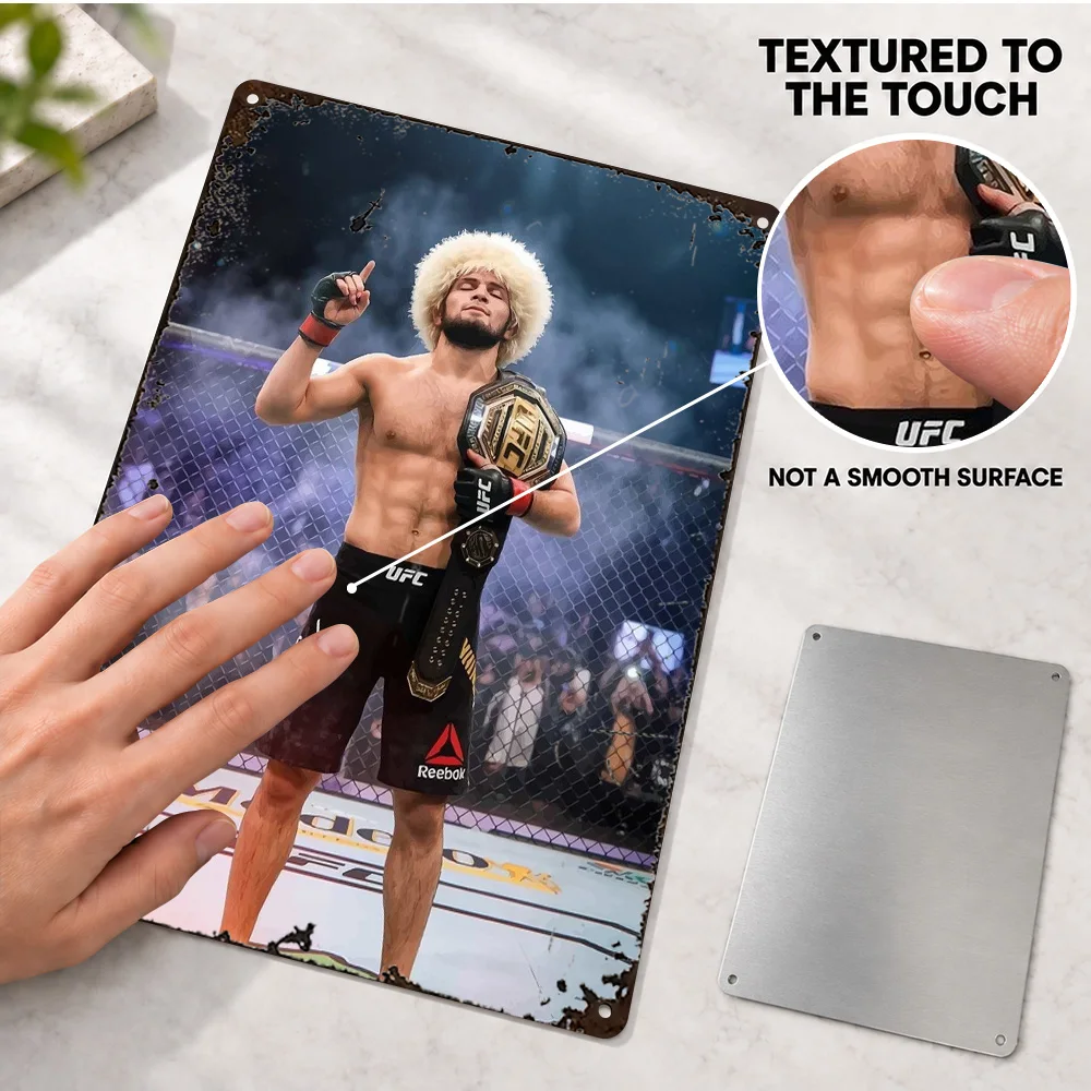 Khabib Nurmagomedov Championship Belts Printed Poster Personalized Aluminum Sign Gold Plates Black Straps Wall Art For Home Gym