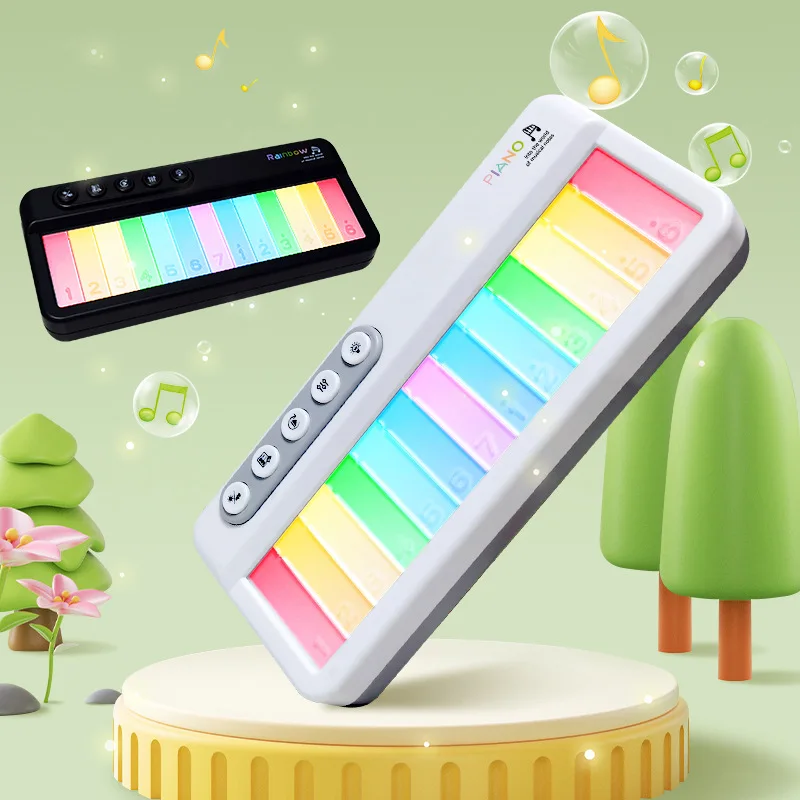 2024 New Electronic Rainbow Piano Toy Light Music Kids Musical Instruments Rainbow Music Box Portable Keyboard Baby Puzzle Toys