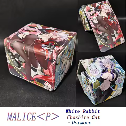 Yugioh M∀LICE＜P＞White Rabbit Dormouse Cheshire Cat Deck Box Yu-Gi-Oh! OCG PTCG Trading Cards Pu Leather Collection Box 100+