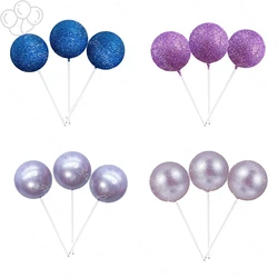 5Pcs Cake Balls Purple Blue 2-4cm Size Cake Topper Balls for Happy Birthday Wedding Baptism Baby Shower Party Cake Decor Ball