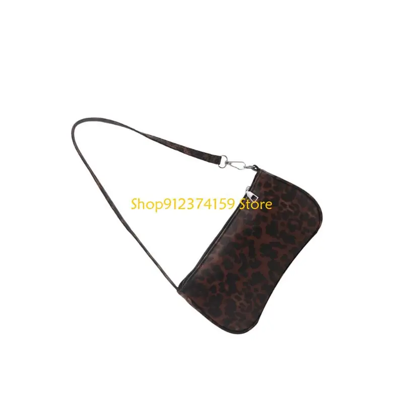 G5AE Fashion Leopards Print Armpit Bag Roomy Compartments Shoulder Bag Comfortable Strap Elegant Underarm Purse for Women