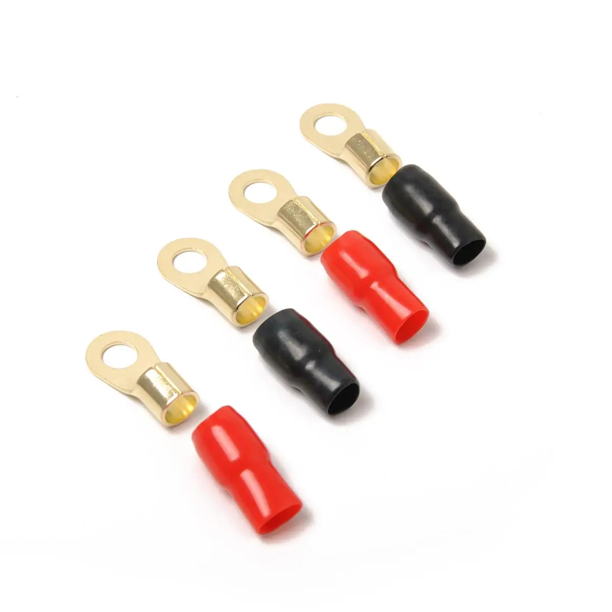 

2 Pairs Crimp Terminals Connectors Electrical Insulated Ring 4ga Wire Brass Gold Plated Anti Corrosion Audio Car Van Garage