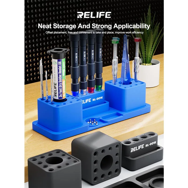 RELIFE RL-001K Silicone Multifunctional Combination Storage Box High Temperature Resistant Tweezers Screwdriver Storage Rack