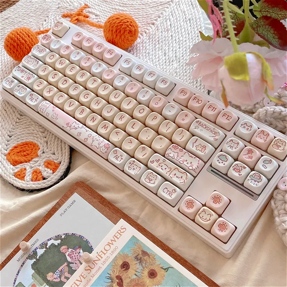 

Pudding Cat MOA Key Cap PBT 131 Key Cute Girl Key Cap for MX Switch HI75 HI8 68 F99 104 64 Wooting Mechanical Keyboard