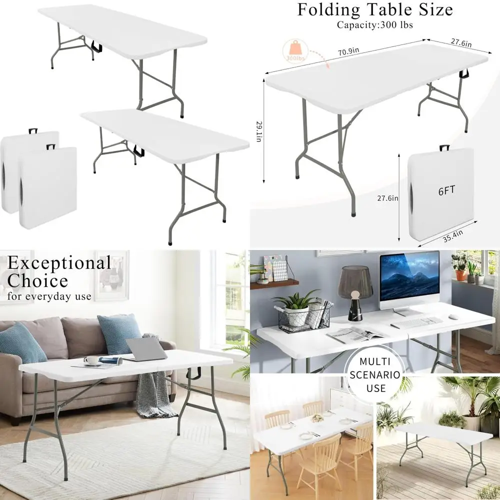 

Lightweight Portable Folding Tables with Carrying Handle for Outdoor and Indoor Use