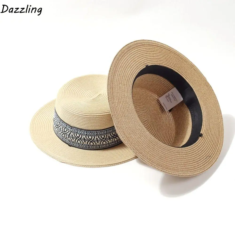 

Simple UV Protection Weave Straw Hat Boho Ethnic Style Sun Protection Cap Sunscreen Bohemian Outdoor Visor Cap Travel