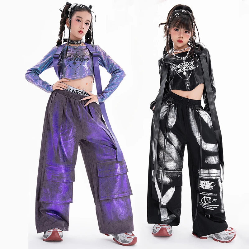 

Детский костюм для бальных танцев, групповые K-pop наряды для девочек, костюм для выступлений в стиле джаз, детская одежда для танцев в стиле хип-хоп XS11032