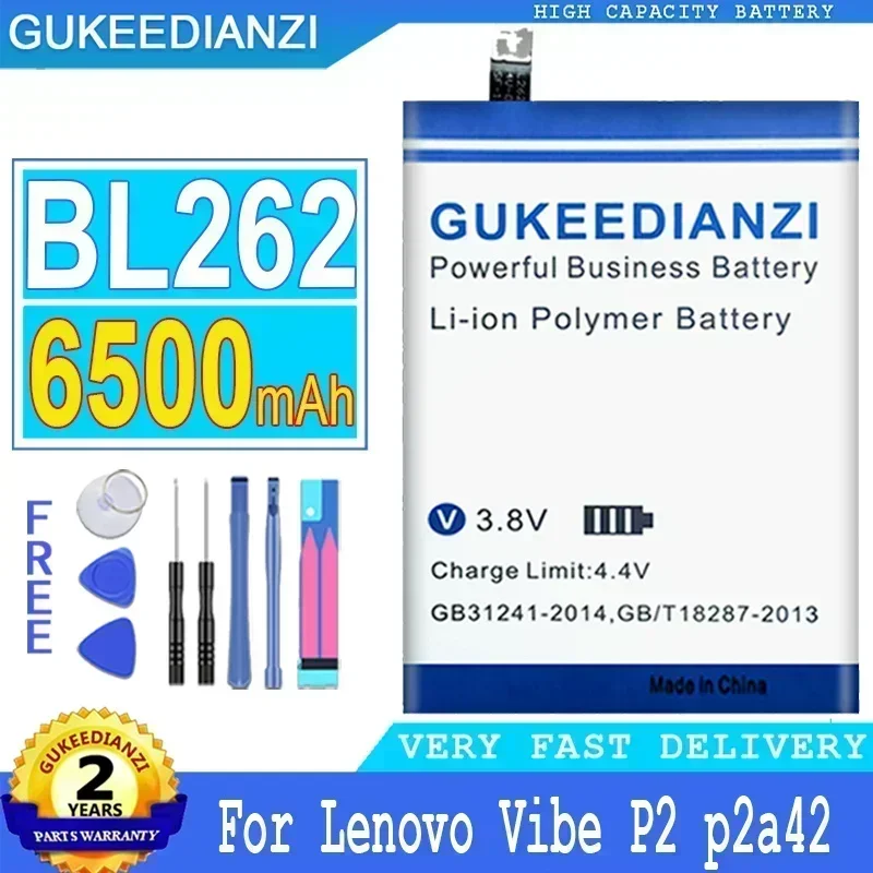 

Аккумуляторы для мобильных телефонов 6500 мАч, BL262 для Lenovo Vibe P2, P2C72, P2A42, портативный аккумулятор для смартфона