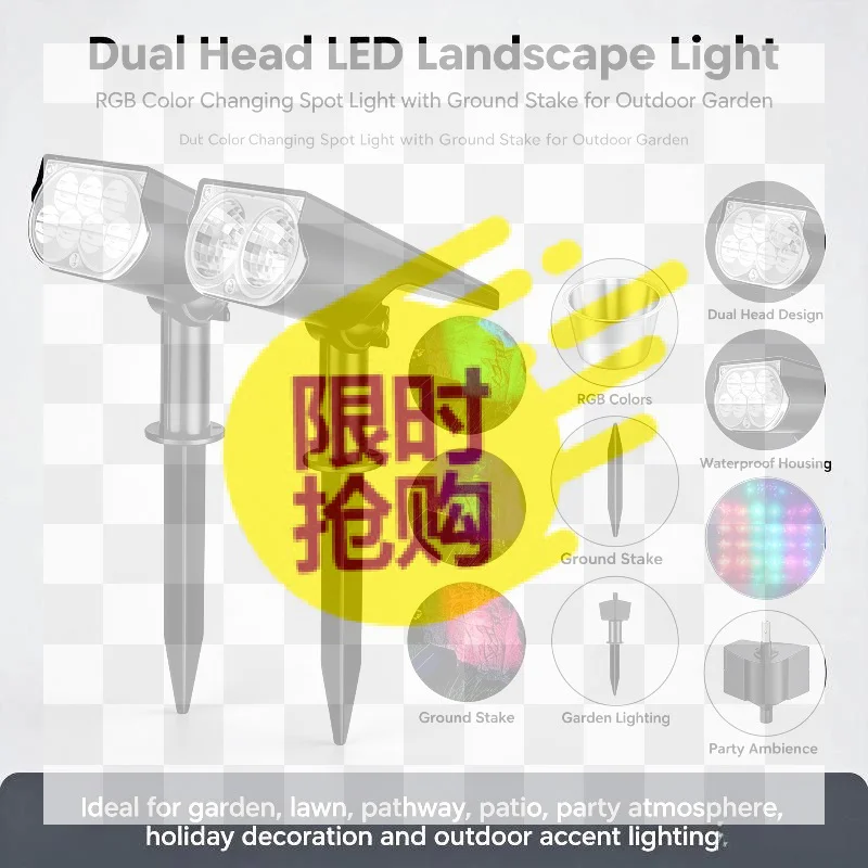 【BA】Solar Power Light Adjustable Light Temperature Solar Garden Light outdoor IP65 Solar Lamp Super Bright Solar Spotlight