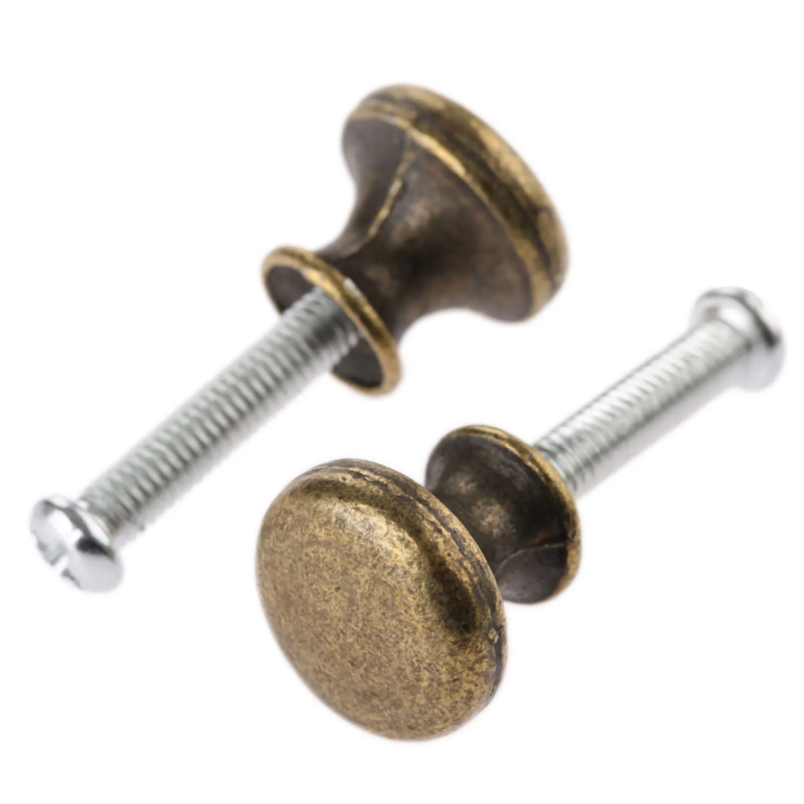 2 قطعة 15 مللي متر 0.59 بوصة مقابض مستديرة صغيرة ث/المسمار العتيقة برونزية مقبض صغير يسحب ديكور خزانة المطبخ صندوق مجوهرات خشبي بسيط ريترو #3