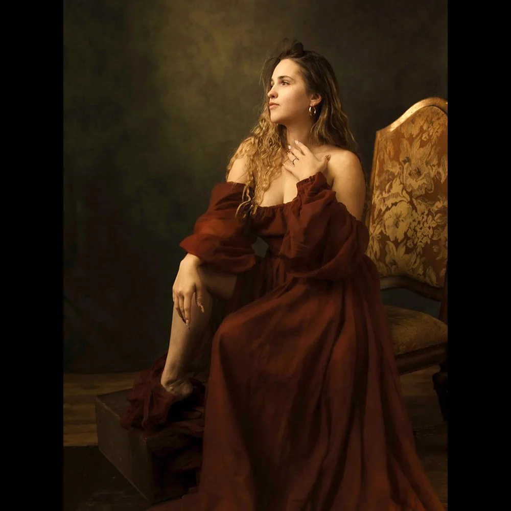 

Sexy Transparent Dress For Photo Shoot Pregnant Maternity Photography Props Dress Elegant Chiffon V-neck Dress For Women