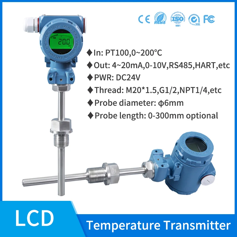 Temperatura Transmissor Flange com Hart Sensor à Prova de Explosão 420ma Rdt Pt100 800c Rs485 Alta