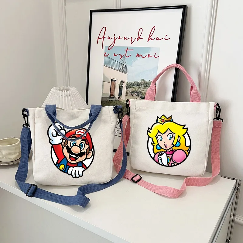 

Super Marioed Canvas Bag Cute Cartoon Shoulder Bag for Boys Girls Student Fashion Anime Crossbodybag Handbag Storage Pouch Gift